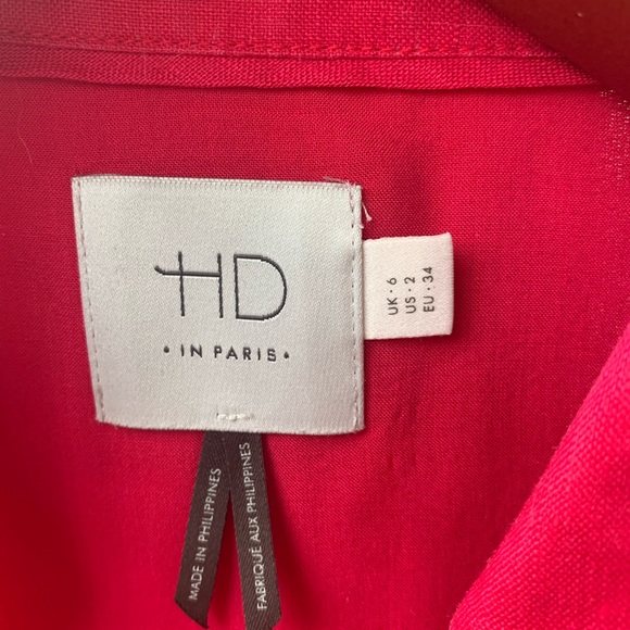 HD in Paris Anthropologie Printemps Linen Shirtdress Size 2 Raspberry color - Picture 3 of 16